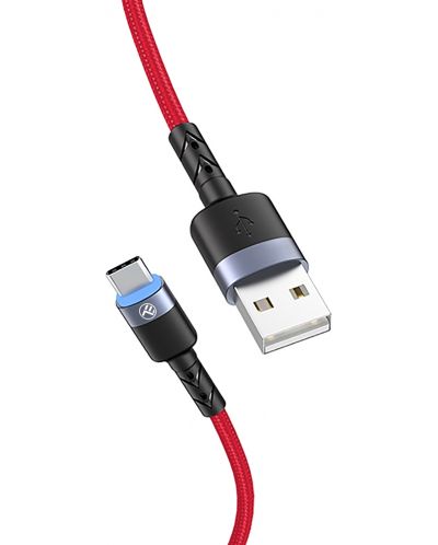 Кабел Tellur - TLL155334, USB-A/USB-C, 1.2 m, червен - 2